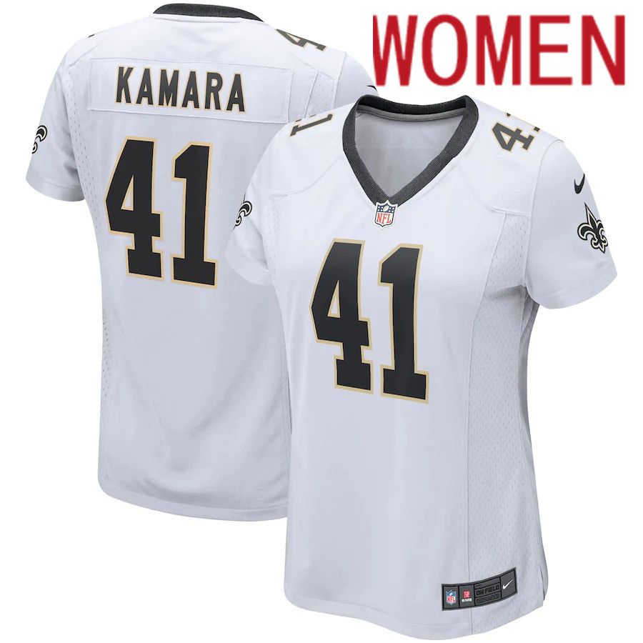 Women New Orleans Saints #41 Alvin Kamara Nike White Player Game NFL Jersey->women nfl jersey->Women Jersey